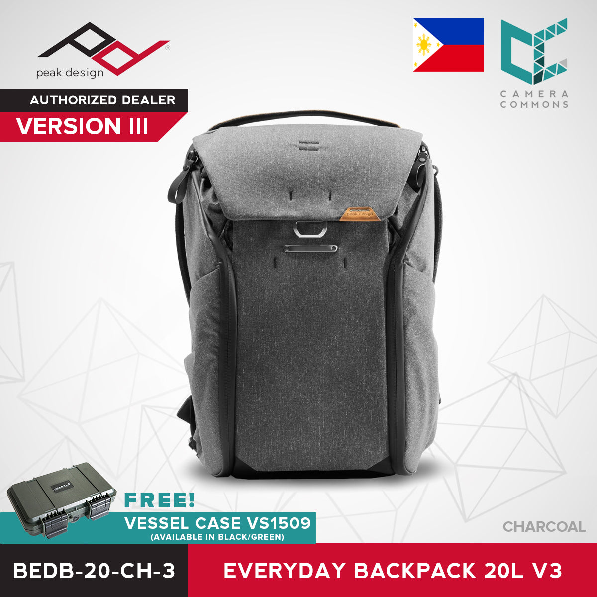 Peak Design Everyday Backpack v2 20L Ash Black Charcoal Midnight Version 2