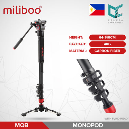Miliboo MQB Professional Carbon Fiber Monopod with Fluid Head for Videography