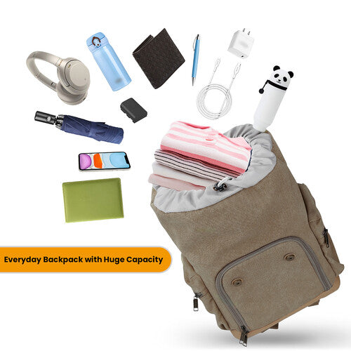 Tarion M02 Canvas Camera Backpack 14.5L Water Resistant Bag Photography Accessories (Green/Khaki)