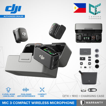 DJI Mic 3 (2 TX + 1 RX + Charging Case) Compact Wireless Microphone System for Camera & Smartphone