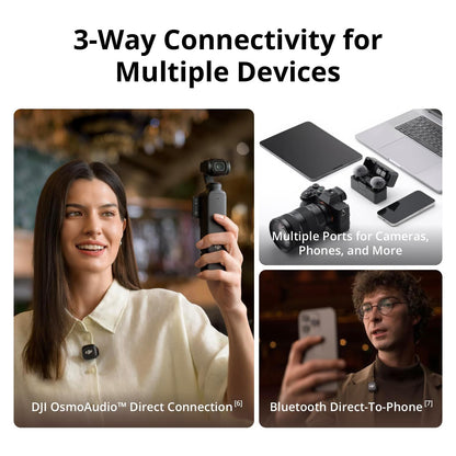 DJI Mic 3 (2 TX + 1 RX + Charging Case) Compact Wireless Microphone System for Camera & Smartphone