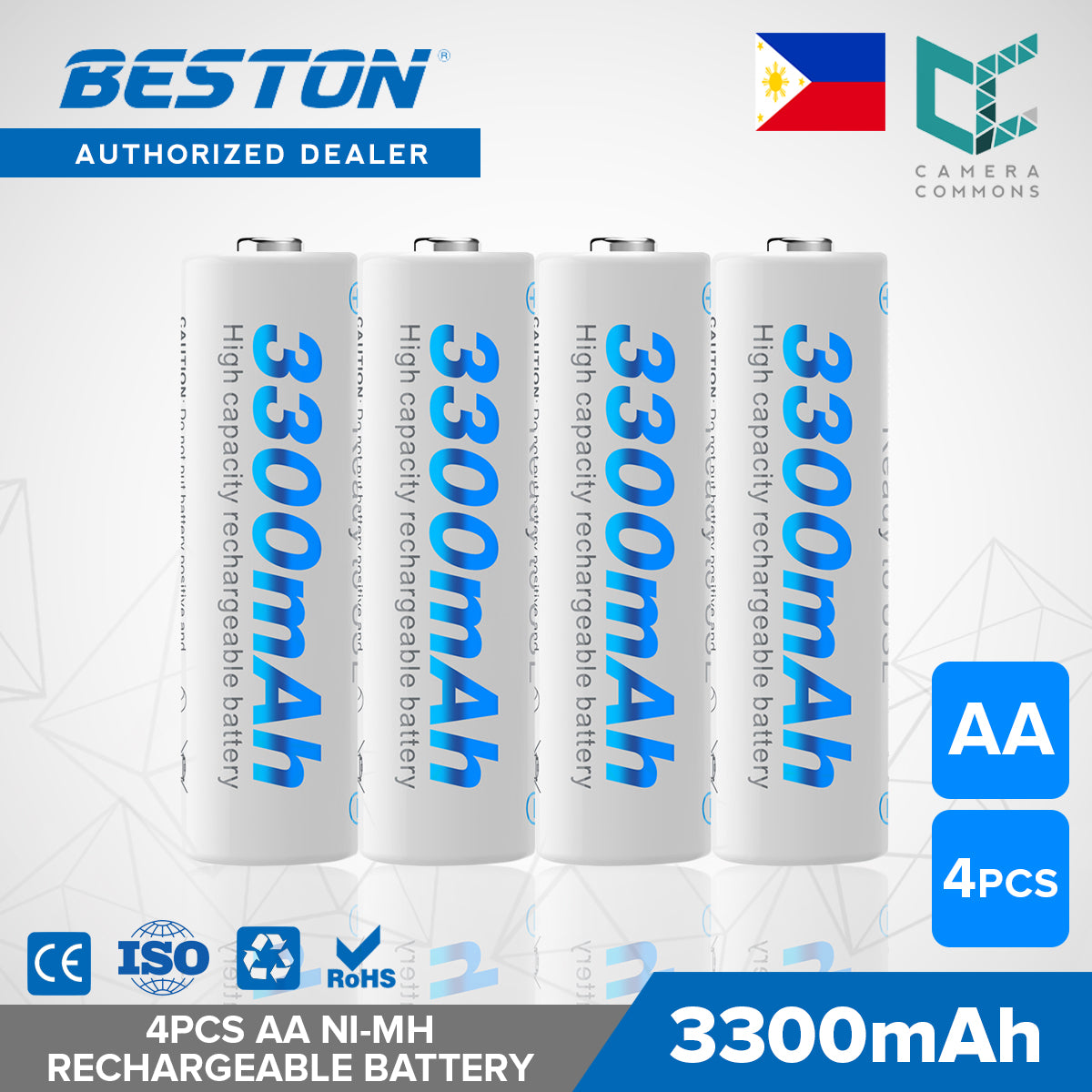 Beston 2pcs 4pcs 3300mAh 1.2v AA Rechargeable Batteries