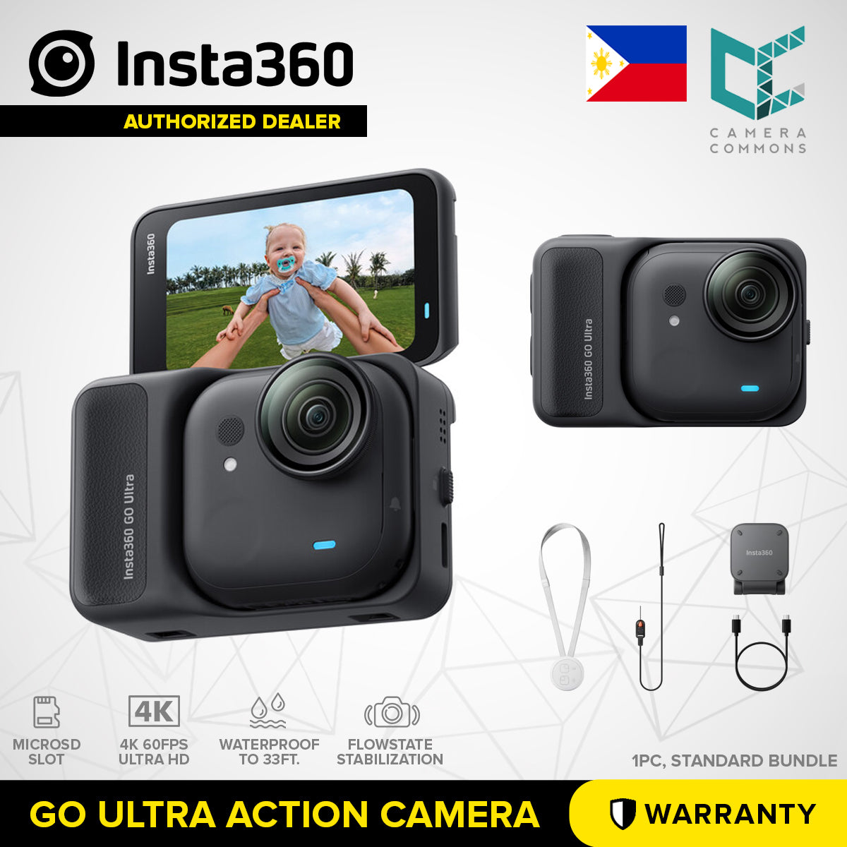 Insta360 GO Ultra Action Camera Standard and Creator Bundle Waterproof Touchscreen Display