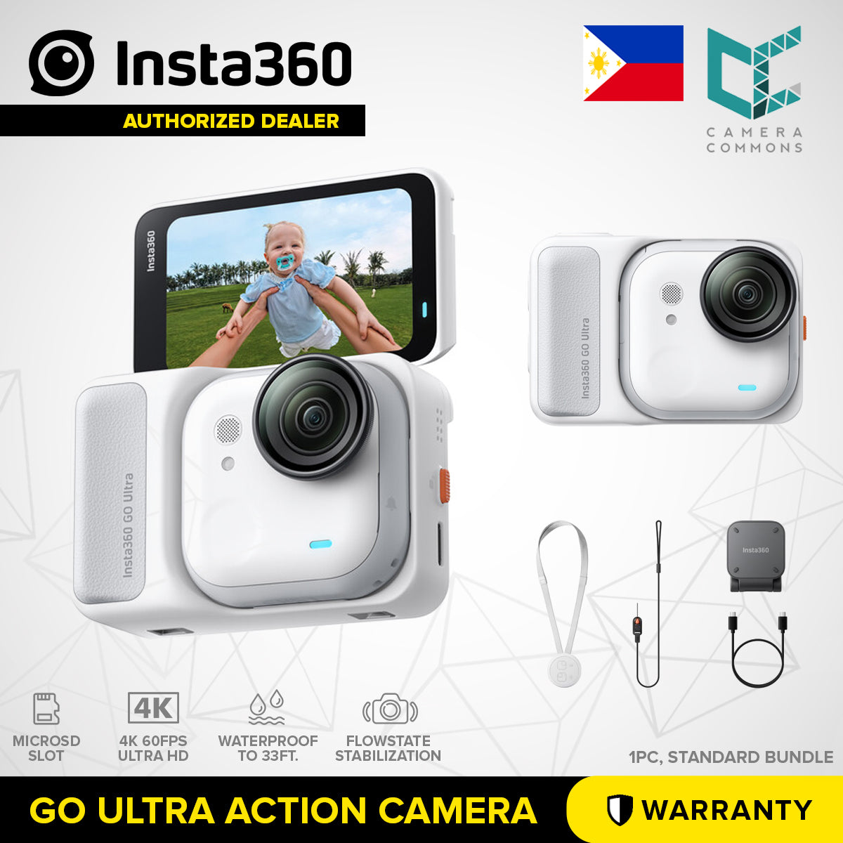 Insta360 GO Ultra Action Camera Standard and Creator Bundle Waterproof Touchscreen Display