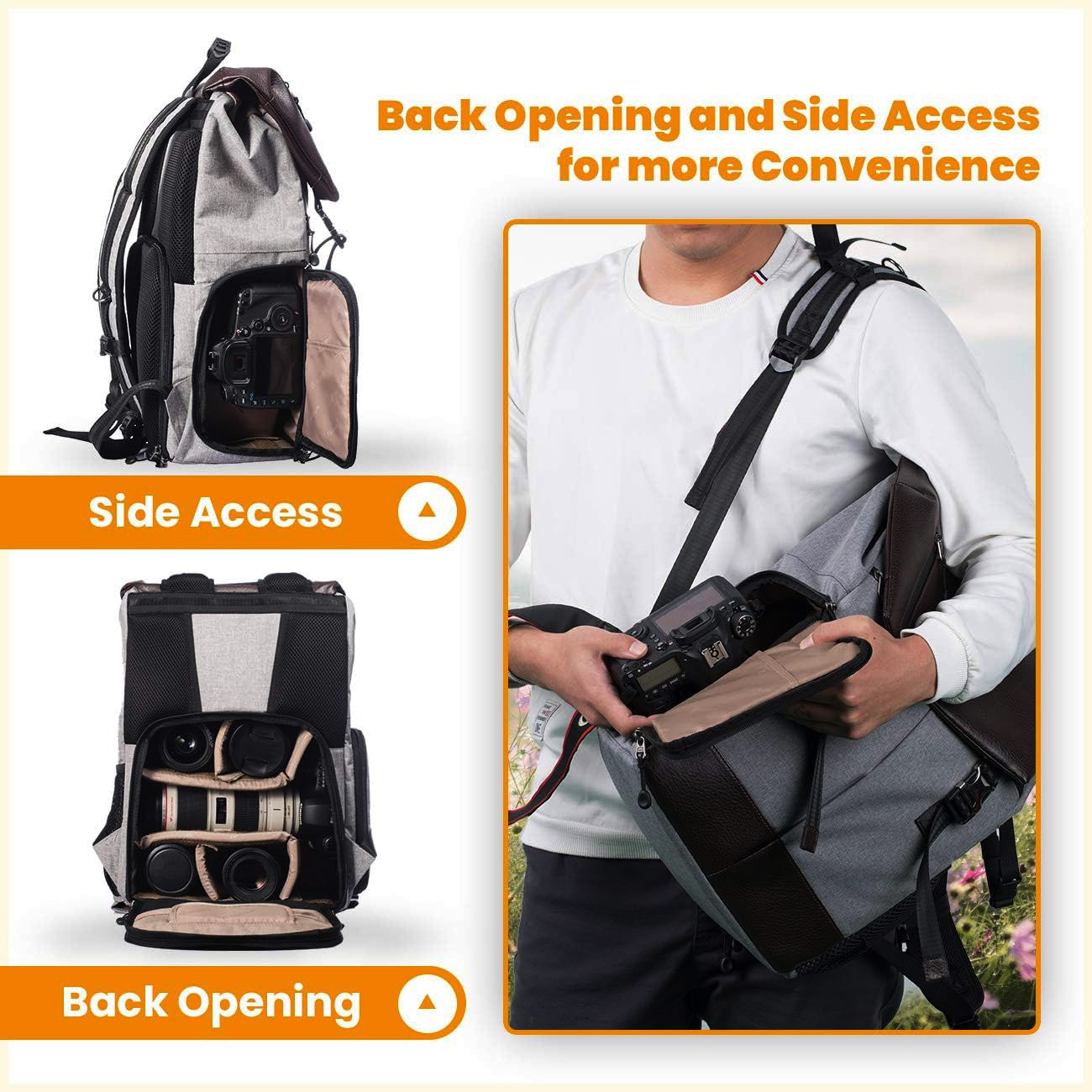 Tarion RB-02 Camera Backpack 17L Capacity Bag with Laptop Compartment