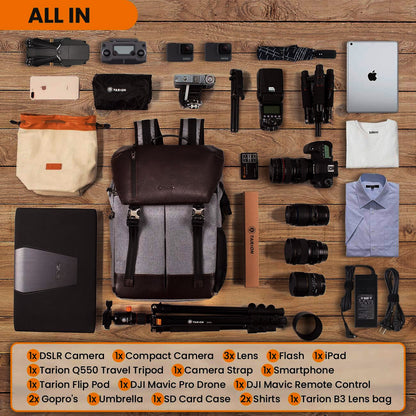 Tarion RB-02 Camera Backpack 17L Capacity Bag with Laptop Compartment