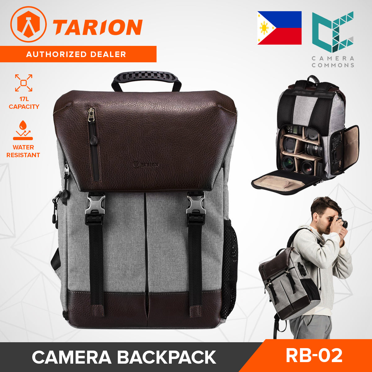 Tarion RB-02 Camera Backpack 17L Capacity Bag with Laptop Compartment
