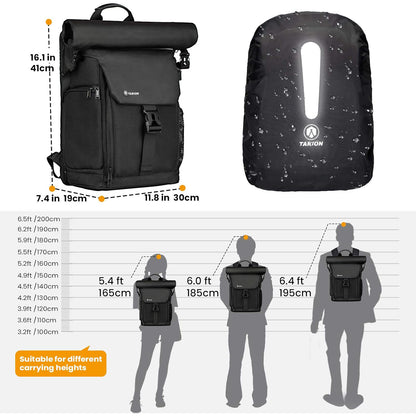 Tarion SP-01 Rolltop Camera Backpack Bag with Laptop Compartment and Sleeve