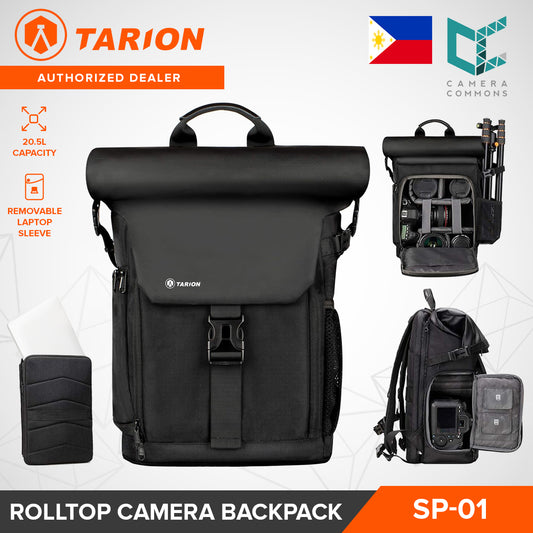 Tarion SP-01 Rolltop Camera Backpack Bag with Laptop Compartment and Sleeve