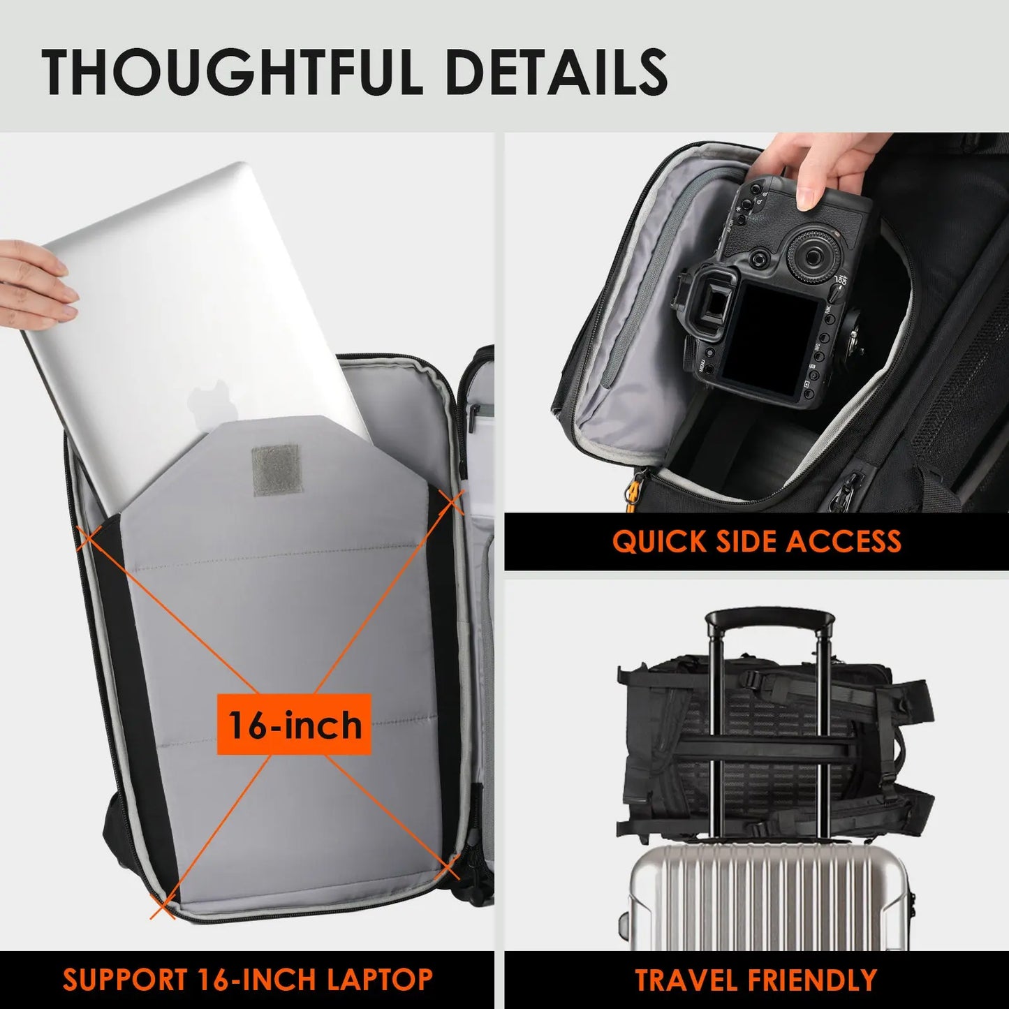 Tarion Thorner Camera Backpack 19L Capacity Bag with Laptop Compartment