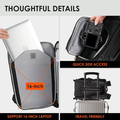 Tarion Thorner Camera Backpack 19L Capacity Bag with Laptop Compartment