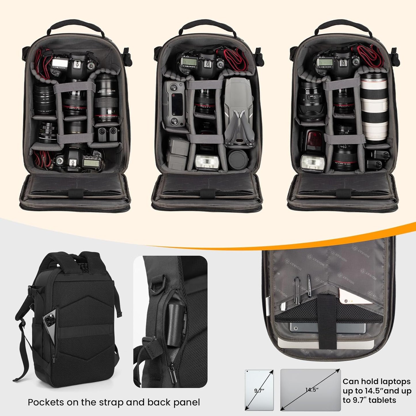 Tarion TR-H Hard Shell Camera Backpack 12L Capacity with Laptop Compartment Mirrorless Accessories