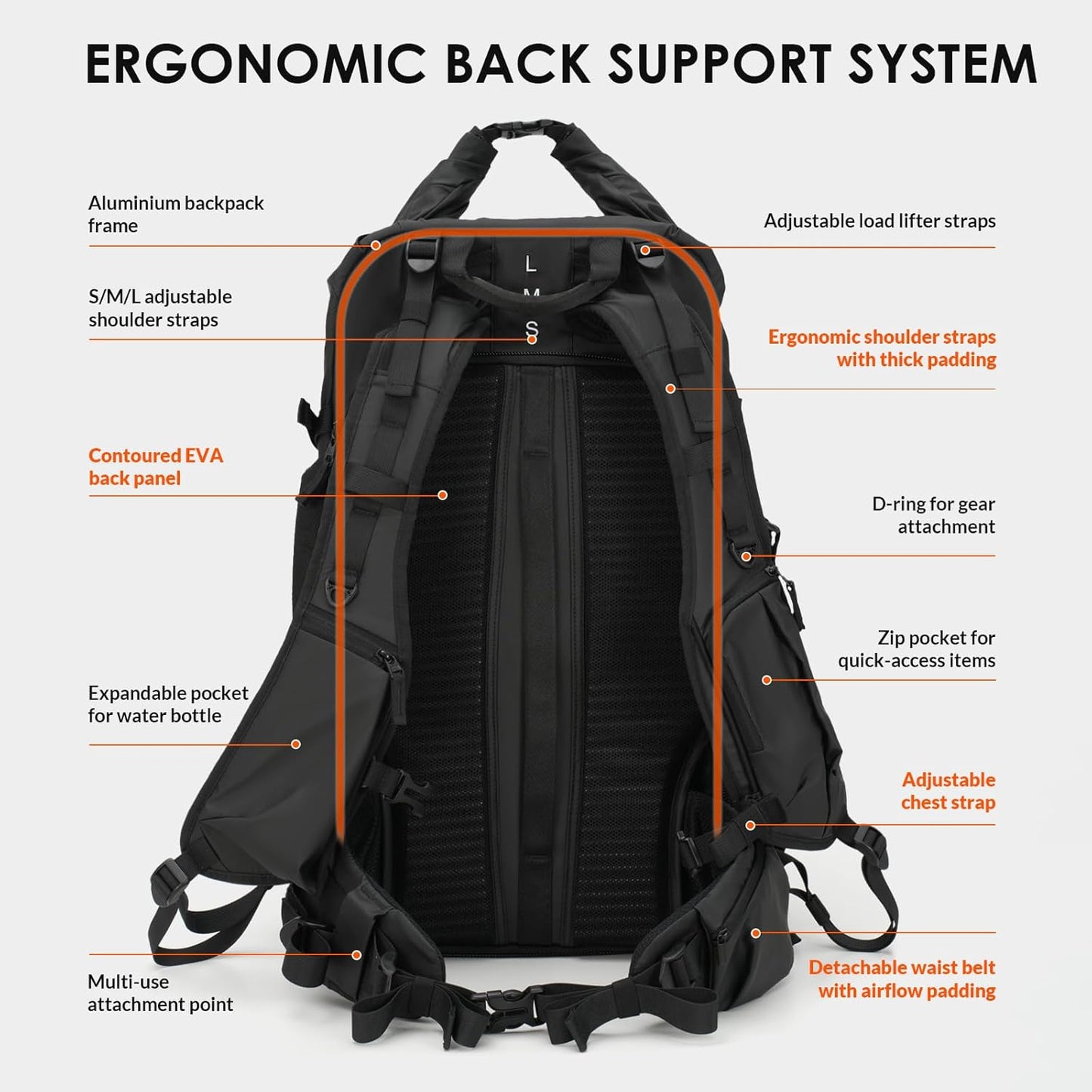 Tarion Xprober TR-XP Rolltop Large Camera Backpack Bag 35L Capacity with Laptop Compartment