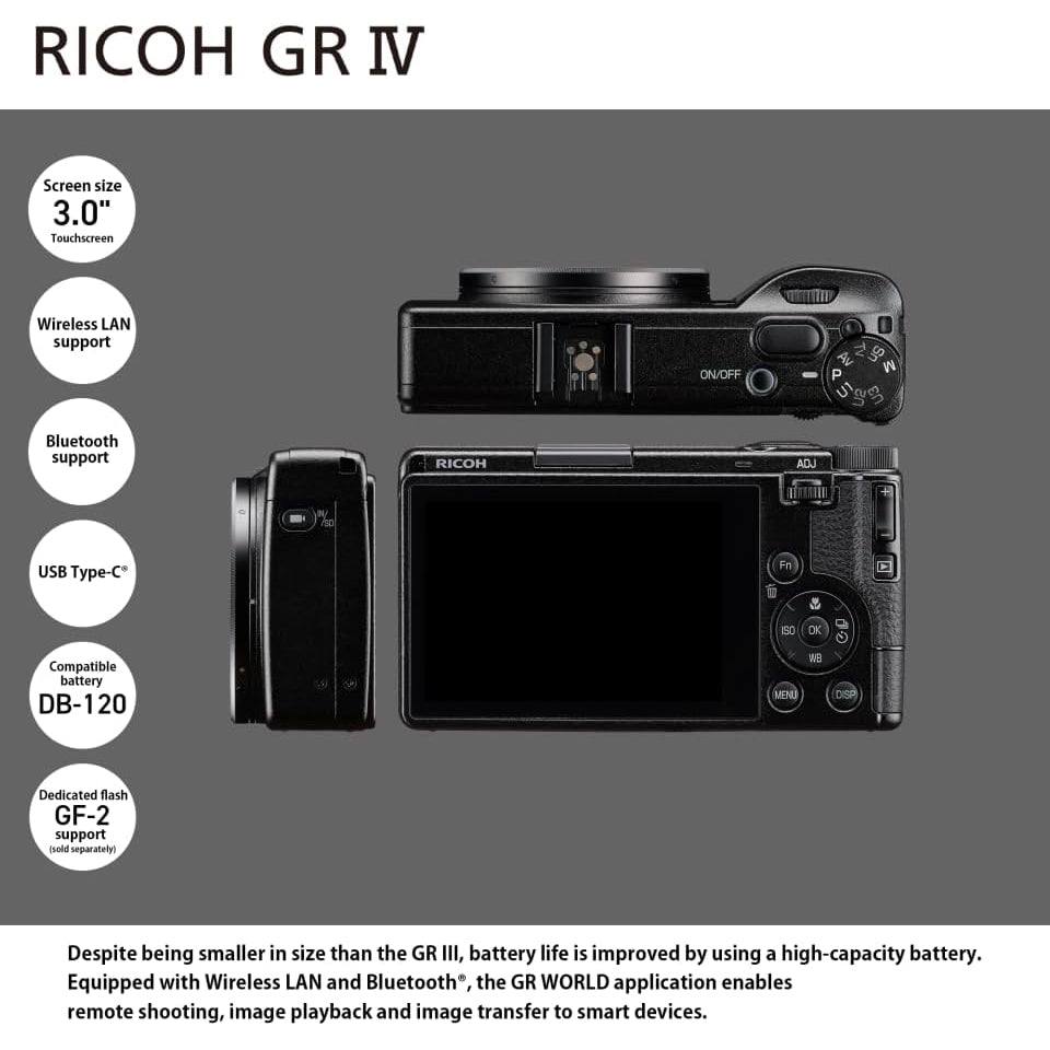 Ricoh GR IV Digital Camera 25.7MP APS-C Full HD 1080/60p (GRIV)