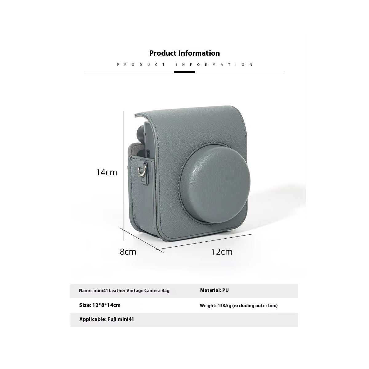 Premium PU Leather Camera Case with Strap for Fujifilm Instax Mini 41 – Protective & Stylish Fit