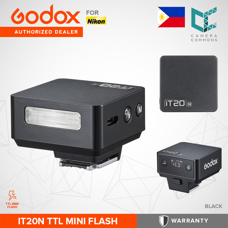 Godox iT20 TTL Mini Flash Built-In USB-C Lightweight Design Compact Shoe-Mounted On-Camera