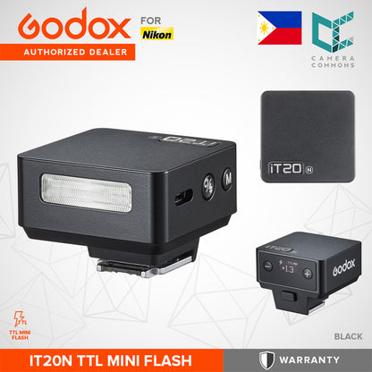 Godox iT20 TTL Mini Flash Built-In USB-C Lightweight Design Compact Shoe-Mounted On-Camera