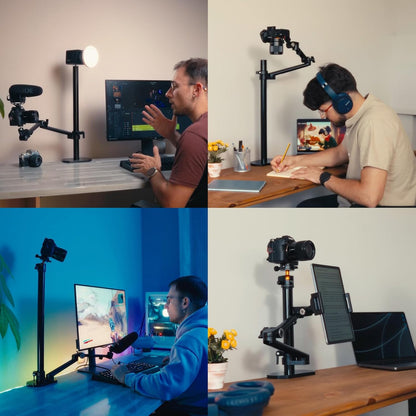 Tarion Titanrig Desktop Lite Z Arm Mount Stand Secure Clamps Aluminum Alloy Clamp and Poles