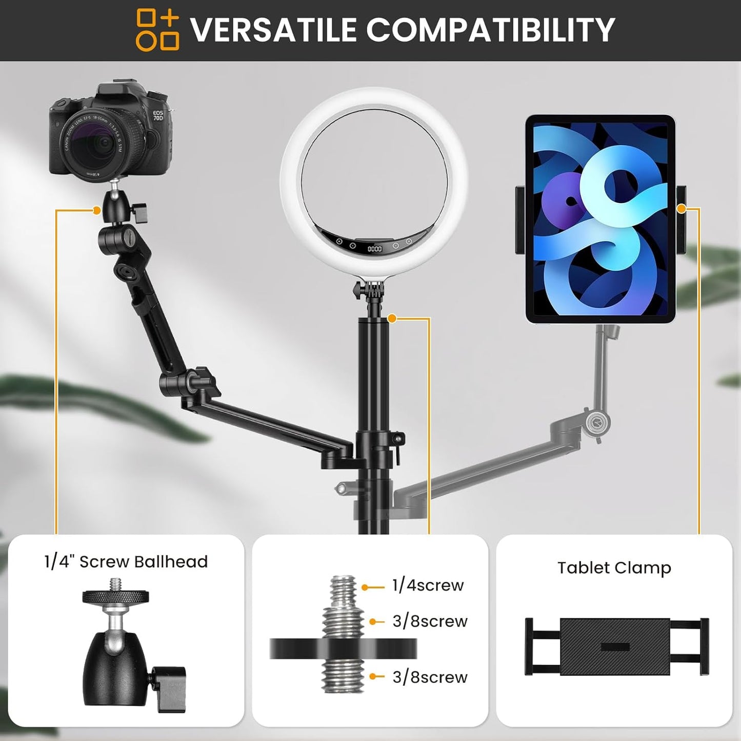 Tarion Titanrig Desktop Lite Z Arm Mount Stand Secure Clamps Aluminum Alloy Clamp and Poles