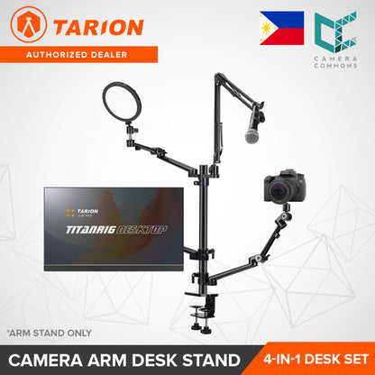 Tarion Titanrig Desktop Lite Z Arm Mount Stand Secure Clamps Aluminum Alloy Clamp and Poles