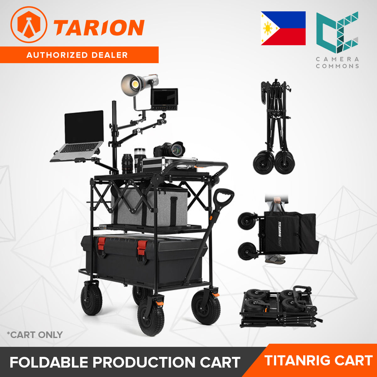 Tarion Titanrig Cart Base Camera Accessories Foldable Design Shock Absorbing Exchangeable Wheels