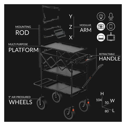 Tarion Titanrig Cart Accessory Mounting Rod 110cm Standalone Base
