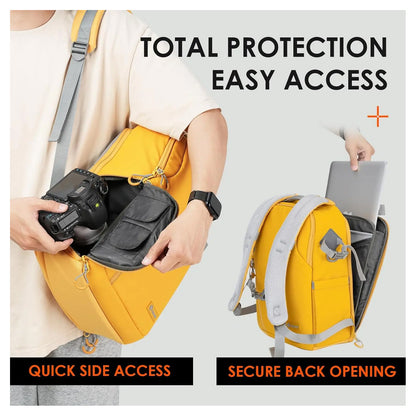 Tarion TR-L Slim Camera Backpack Yellow Compact and Lightweight 12 Compartments and Pockets
