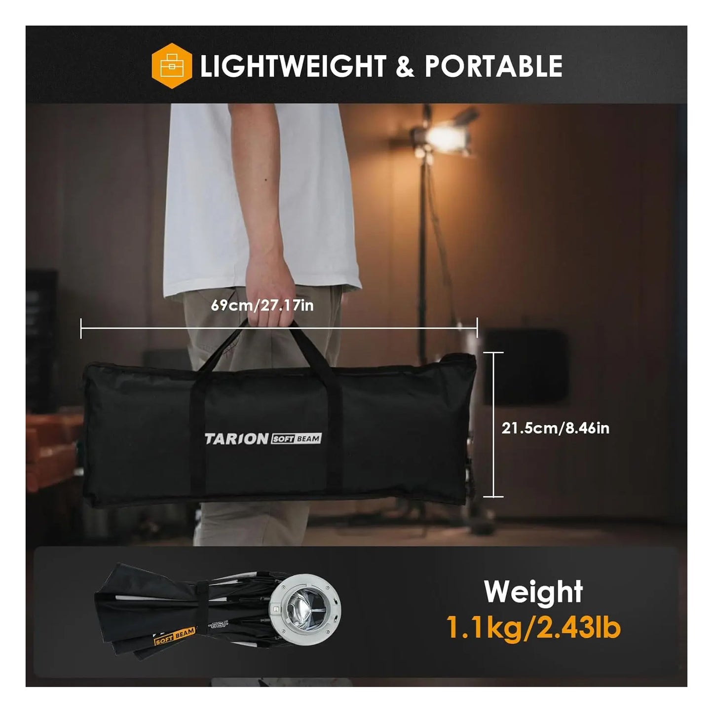 Tarion Softbeam Quick-Fold Octagonal Softbox Studio Flash Units & LED Monolights Bowens S Mount