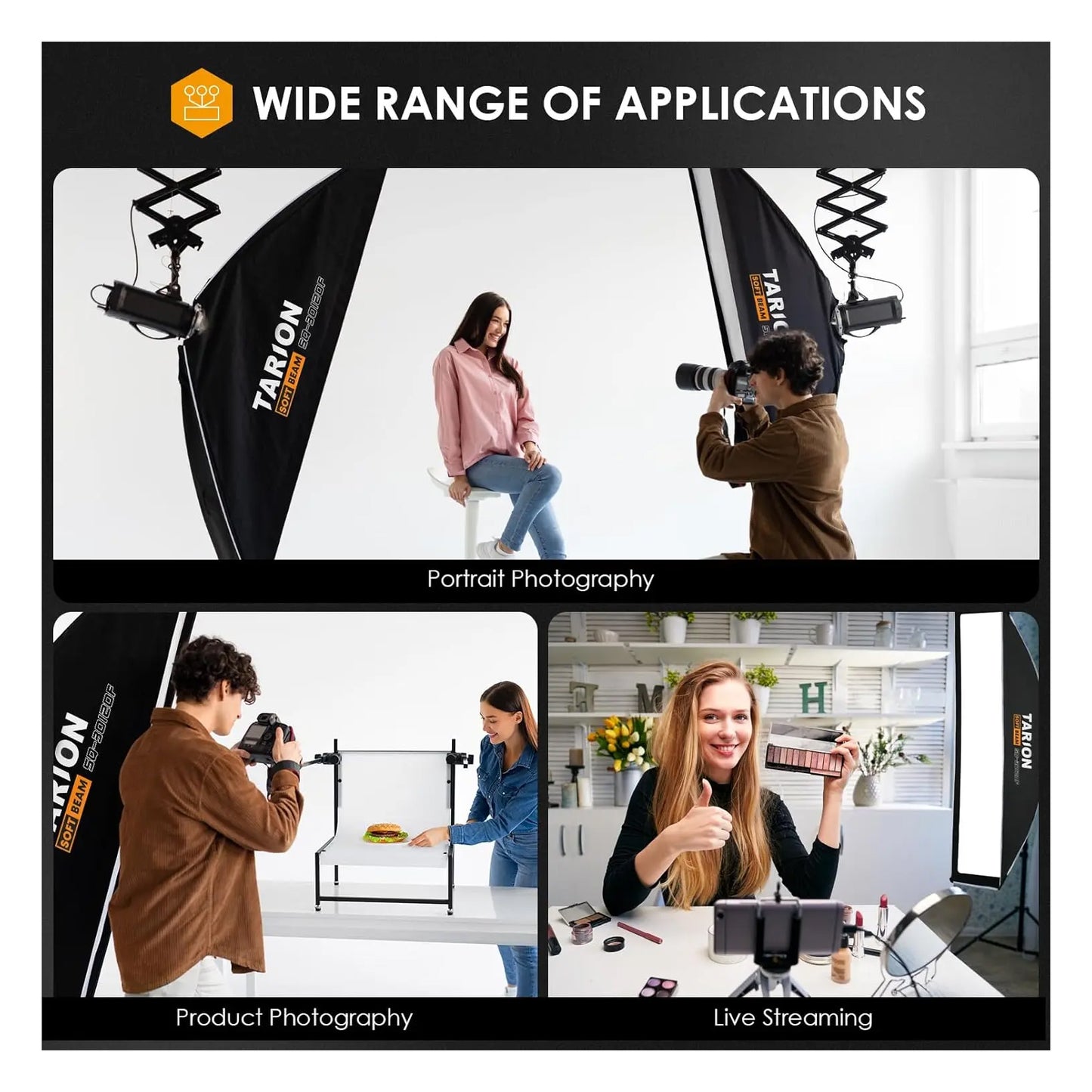 Tarion SOFTBEAM Quick-Fold Rectangular Softbox Simple Setup 60x90cm 30x120cm