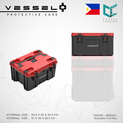 Vessel Stackable Trolley Case VS5139 Red Lid – Heavy-Duty Mobile Storage for Secure Gear Organization