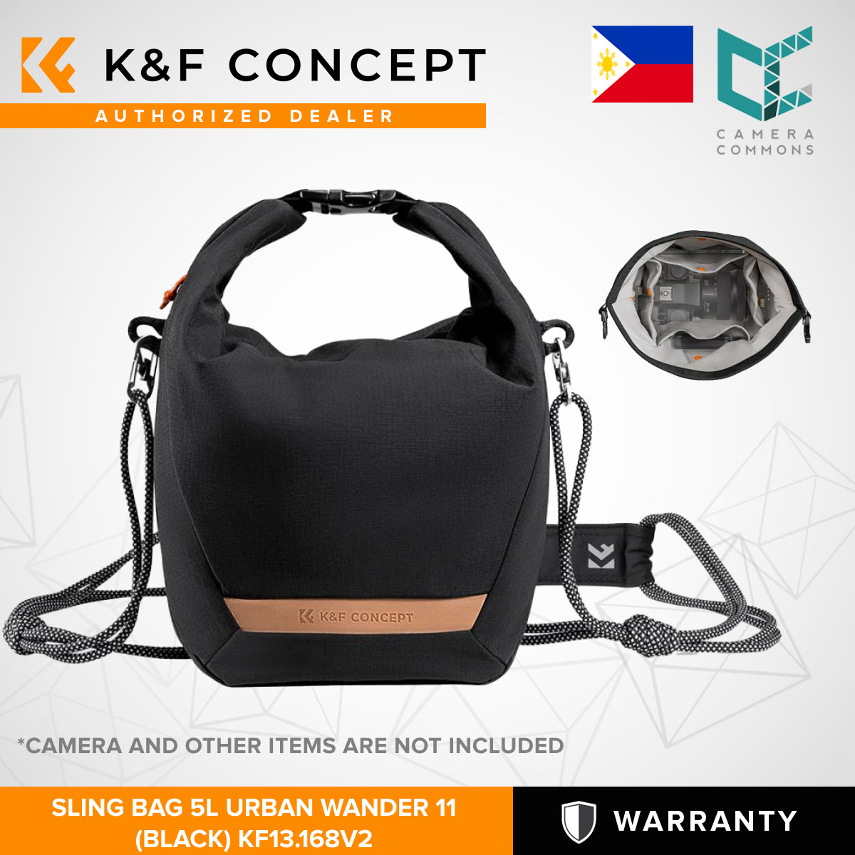 K&F Concept Urban Wander 11 5L Camera Shoulder Sling Bag + Detachable Camera Strap with Magnetic Closure