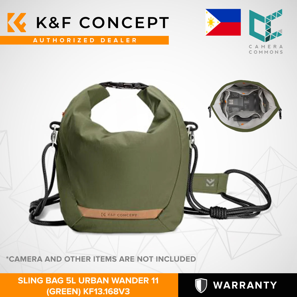 K&F Concept Urban Wander 11 5L Camera Shoulder Sling Bag + Detachable Camera Strap with Magnetic Closure