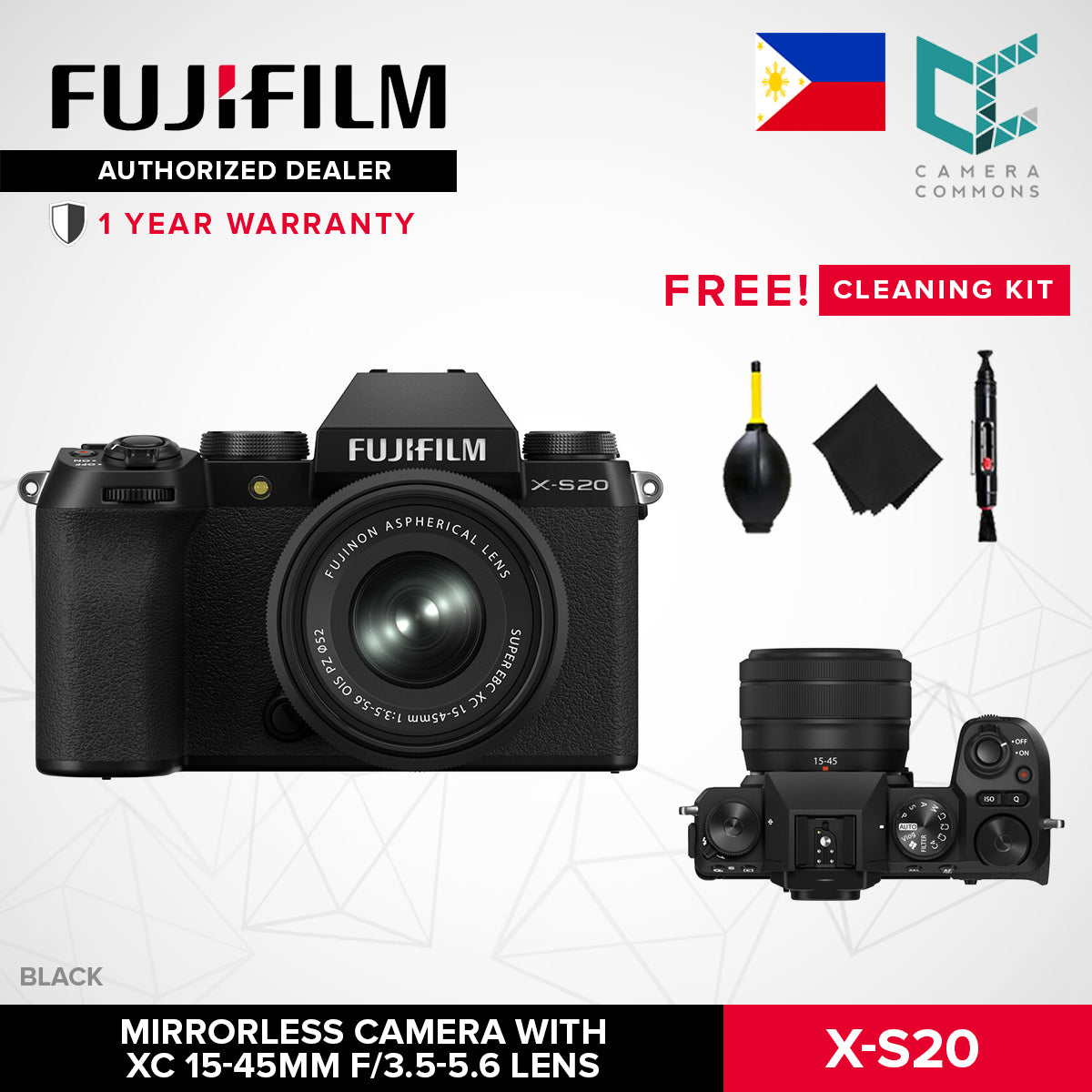 FUJIFILM X-S20 Mirrorless Camera with 15-45mm Lens 26.1MP APS-C X-Trans 5-Axis IBIS