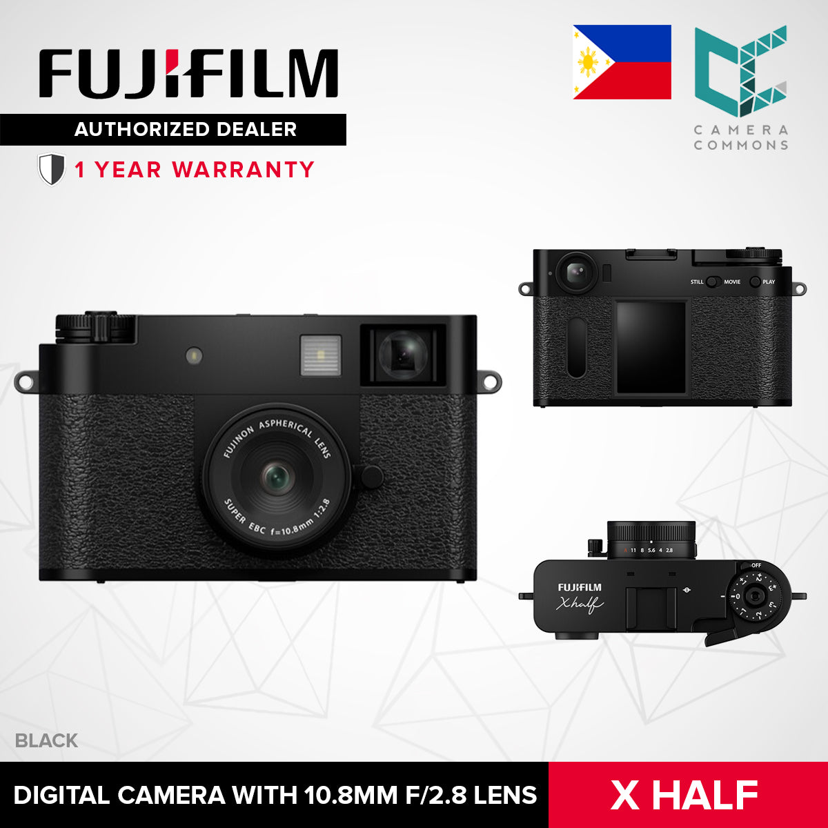 FUJIFILM X half Digital Camera with 10.8mm f/2.8 Lens 18MP 1" Vertical 3:4 CMOS Sensor