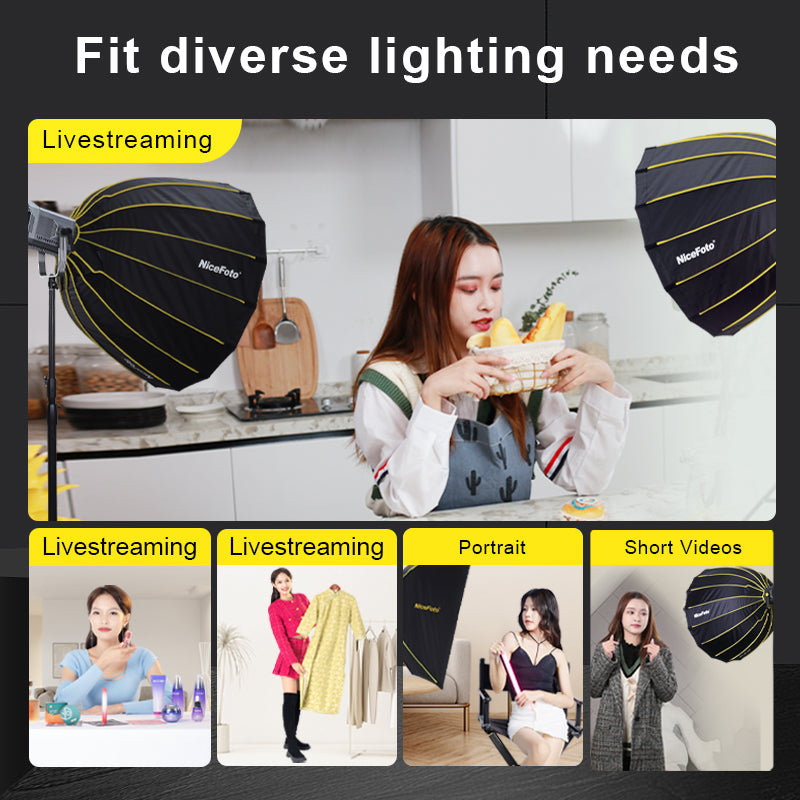 NICEFOTO 200W Bi-color COB LED Video Light Live-streaming Photography Videography