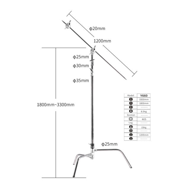 NICEFOTO Professional Heavy Duty C-Stand Stand with Turtle Base CSTAND and ARM