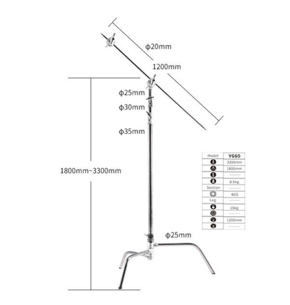 NICEFOTO Professional Heavy Duty C-Stand Stand with Turtle Base CSTAND and ARM