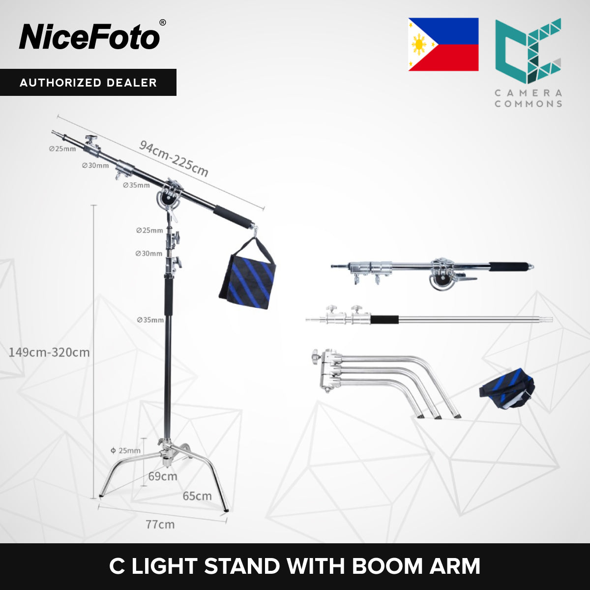 NICEFOTO Professional Heavy Duty C-Stand Stand with Turtle Base CSTAND and ARM