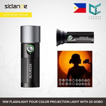 SIDANDE 10W Flashlight Four Color Projection Light with 20 Gobo Lightning Studio Equipment