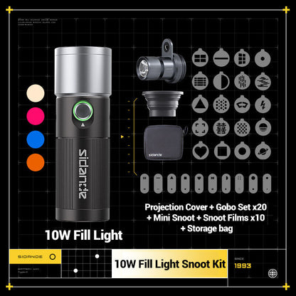 SIDANDE 10W Flashlight Four Color Projection Light with 20 Gobo Lightning Studio Equipment
