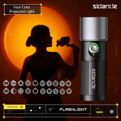 SIDANDE 10W Flashlight Four Color Projection Light with 20 Gobo Lightning Studio Equipment