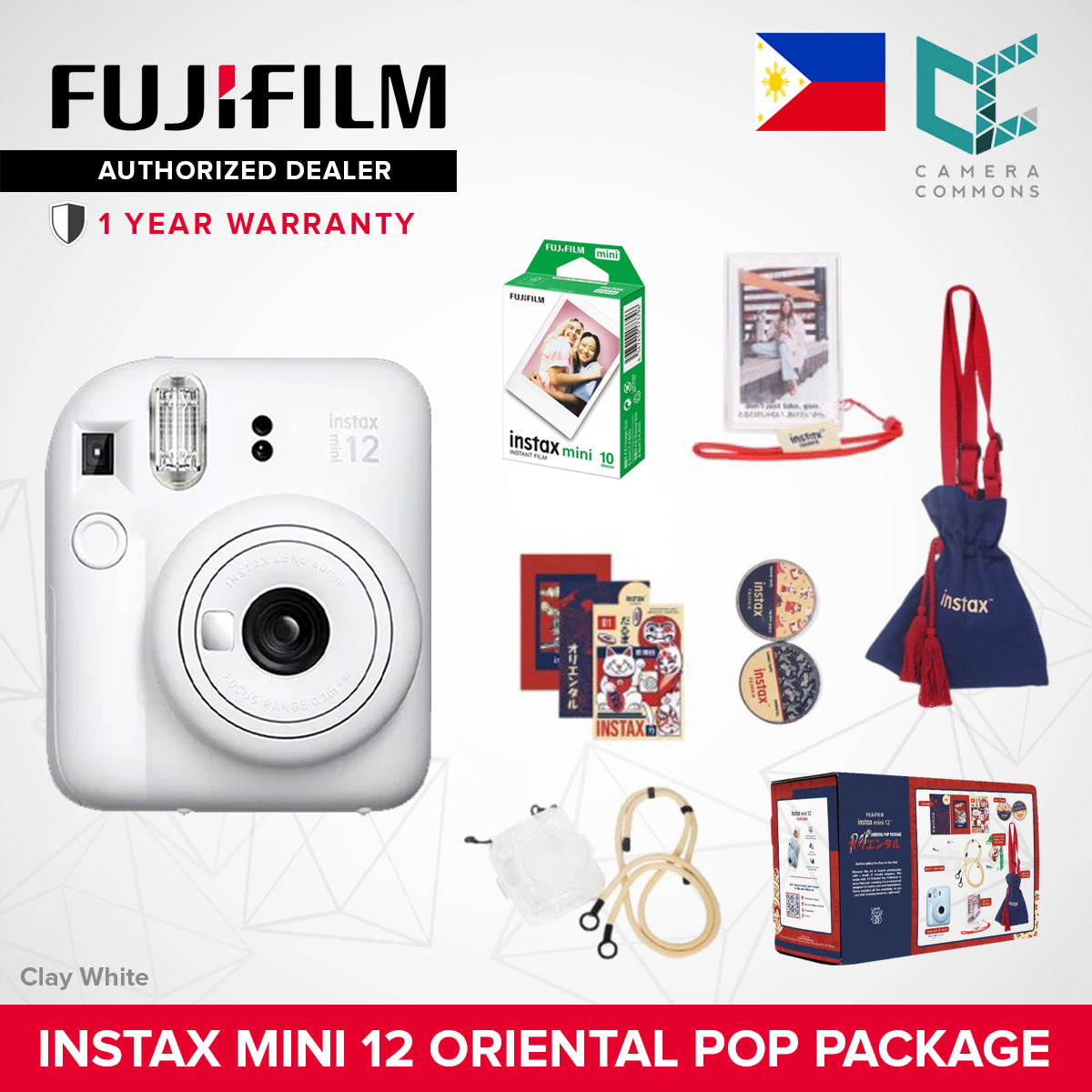 FUJIFILM Instax Mini 12 Instant Camera Oriental Pop Package Set Exclusive Limited Edition Tote Bag