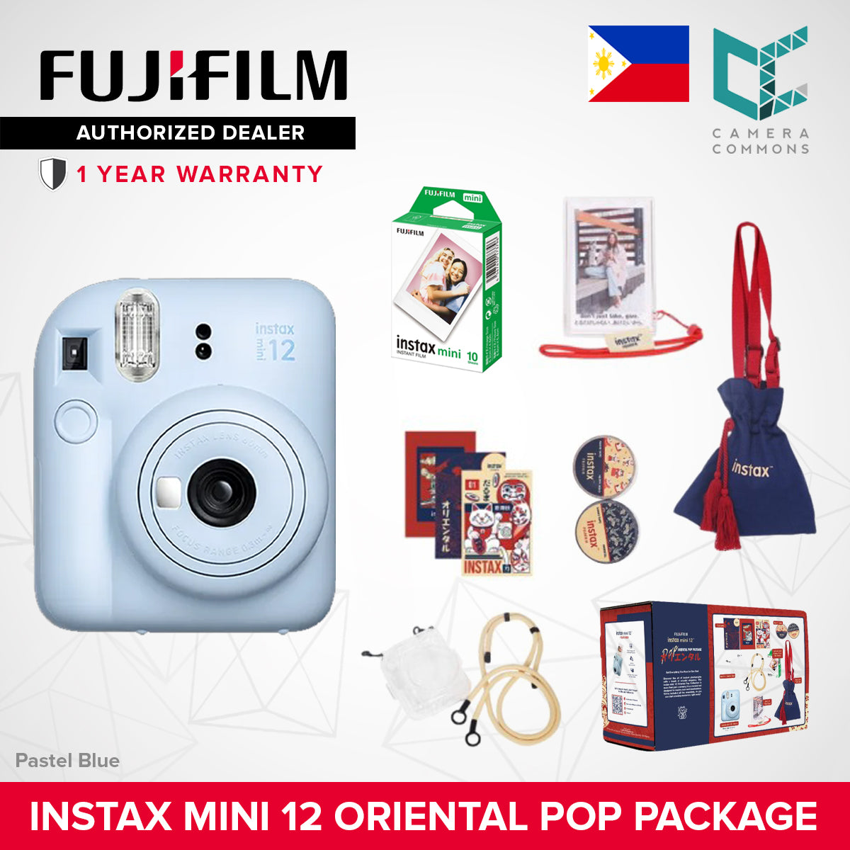 FUJIFILM Instax Mini 12 Instant Camera Oriental Pop Package Set Exclusive Limited Edition Tote Bag