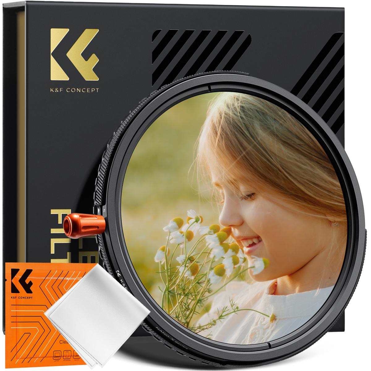 K&F Concept 3in1 ND2-32+CPL Polarizer+1/4 Black Mist Diffusion Camera Lens Filter + Cleaning Cloth