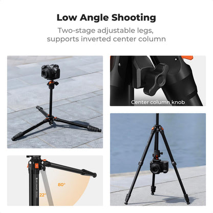 K&F Concept O235A1+BH-40 Camera Tripod Lightweight Compact with Phone Holder KF09.161