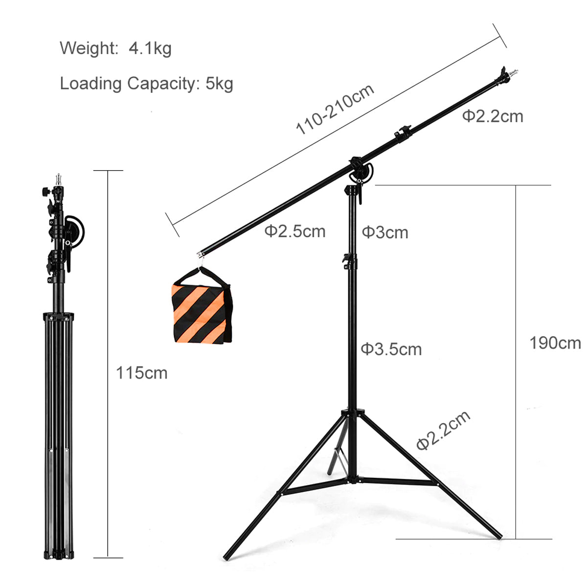 Studiomate SM25 Background Stand 2 in 1 with Sandbag