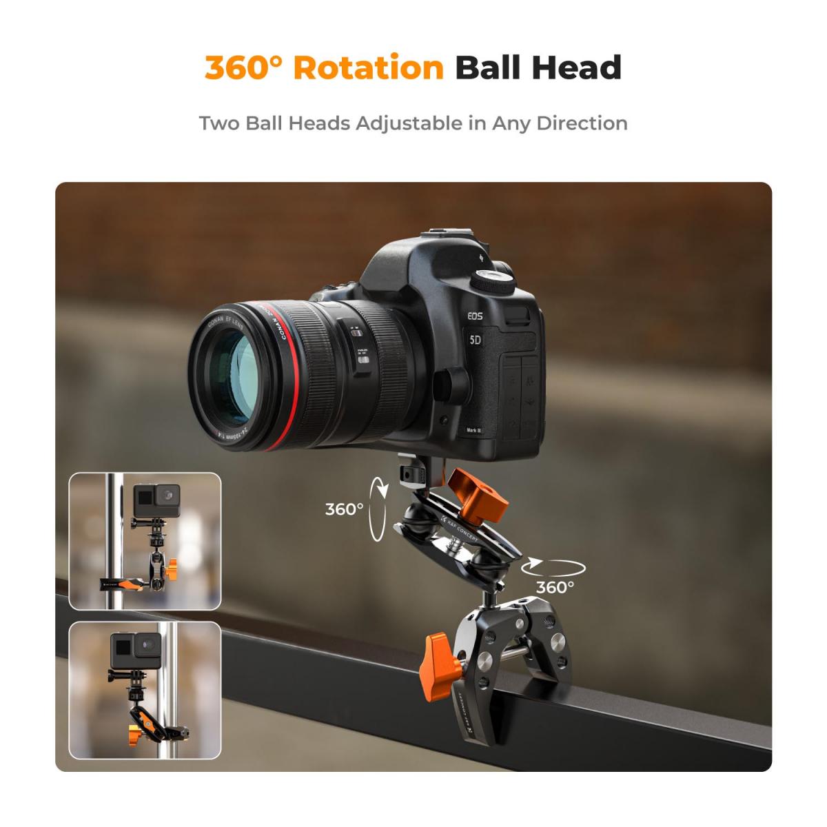 K&F Concept Multi-Functional Super Clamp with Ballhead Magic Arm Tripod Mount Accessories MS13