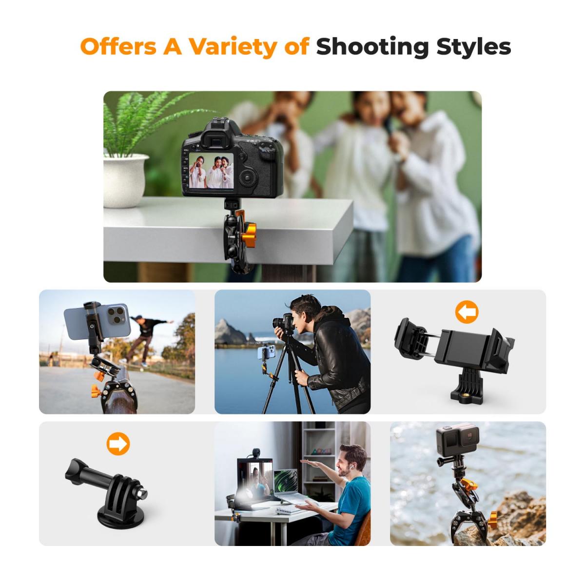 K&F Concept Multi-Functional Super Clamp with Ballhead Magic Arm Tripod Mount Accessories MS13