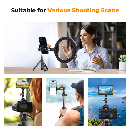 K&F Concept Universal Double Ball Heads Magic Arm with Cold Shoe 1/4" Screw Mount Studio Equipment