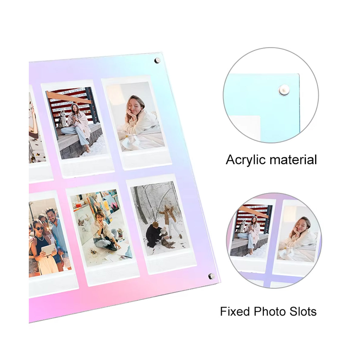 Acrylic Photo Stand 6 Pockets for Fujifilm Instax Instant Mini Films